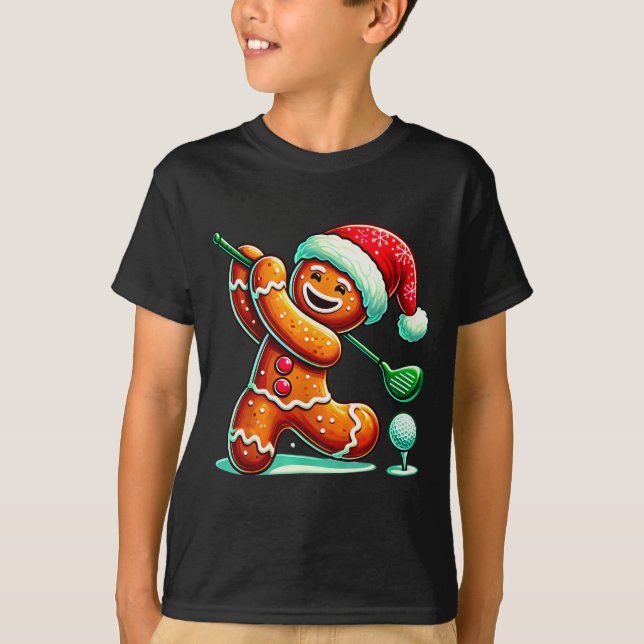 Camiseta Gingerbread Man Plays Golf Christmas Golfing Santa (Anverso)