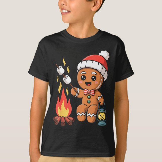 Camiseta Gingerbread Marshmallow Roaster Camng Christmas  (Anverso)
