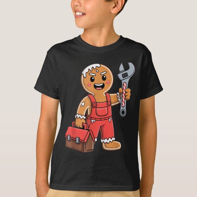 Camiseta Gingerbread Mechanic Handyman Fixer Worker Christm (Anverso)