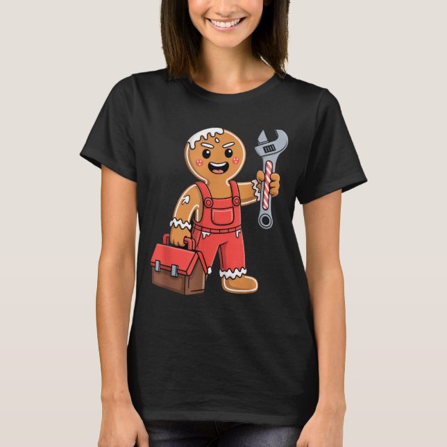 Camiseta Gingerbread Mechanic Handyman Fixer Worker Christm (Anverso)