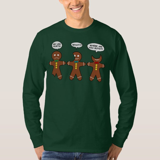 Camiseta Gingerbread My Leg Duele Funny Long Sleeve (Anverso)