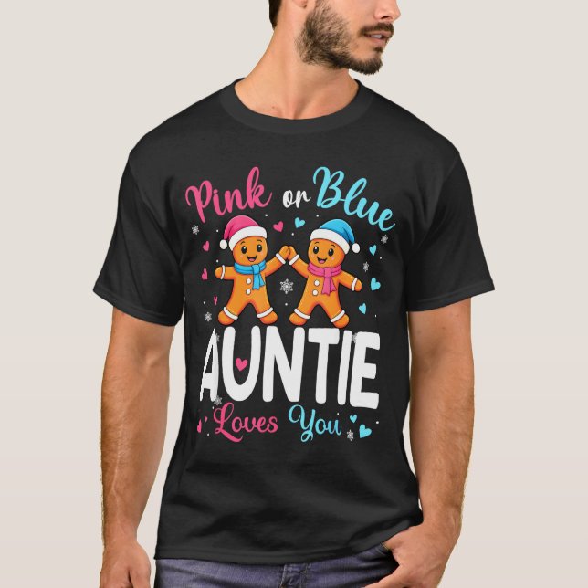 Camiseta Gingerbread Nk Or Blue Auntie Loves You Christmas  (Anverso)