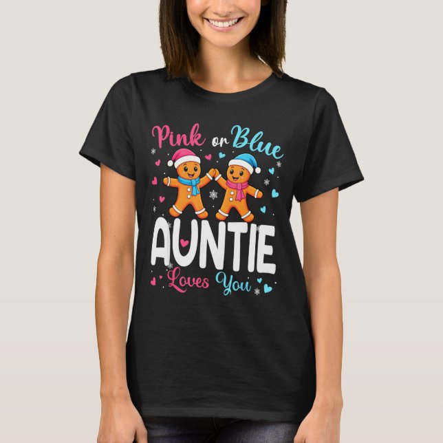 Camiseta Gingerbread Nk Or Blue Auntie Loves You Christmas  (Anverso)