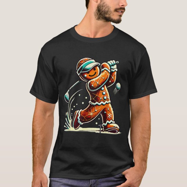 Camiseta Gingerbread Playing Golf Ball Christmas Golf Lover (Anverso)