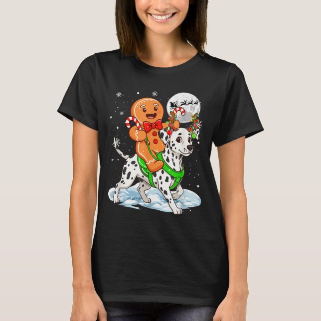Camiseta Gingerbread Ridding Dalmatian Reindeer Christmas B (Anverso)