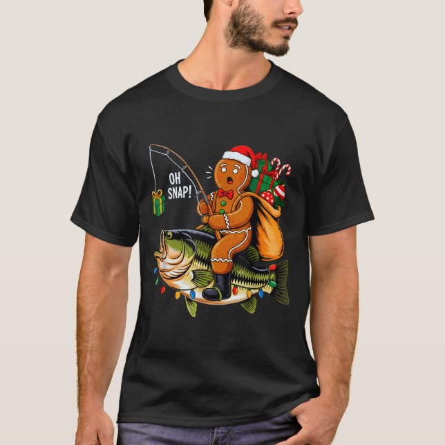 Camiseta Gingerbread Riding B Fish Christmas Fishing Xmas P (Anverso)