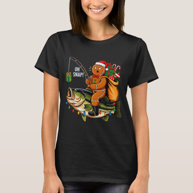 Camiseta Gingerbread Riding B Fish Christmas Fishing Xmas P (Anverso)