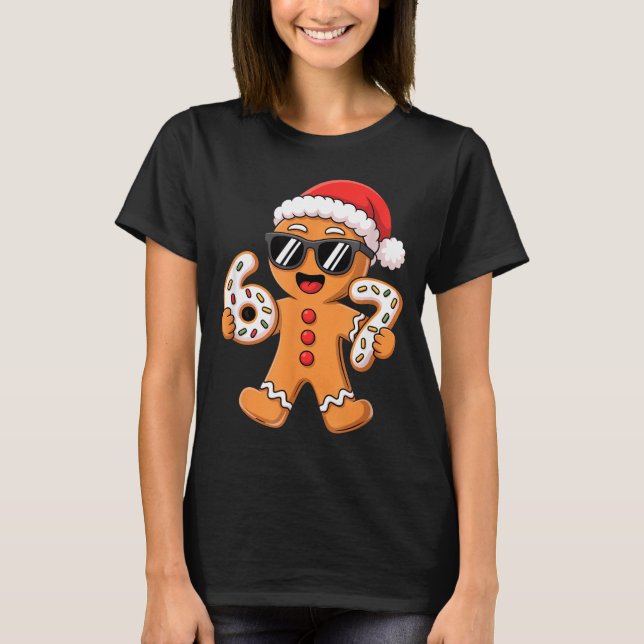 Camiseta Gingerbread Santa With Sungles Holding 67 Cookies  (Anverso)