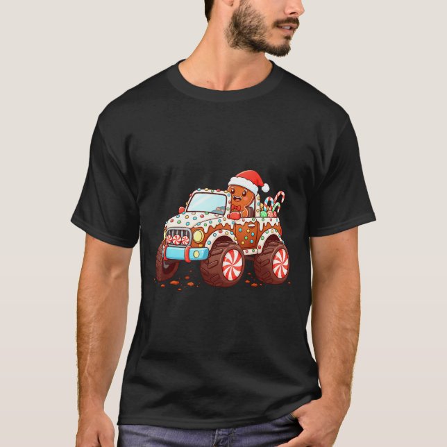 Camiseta Gingerbread Xmas Candy Truck Funny Christmas Bakin (Anverso)