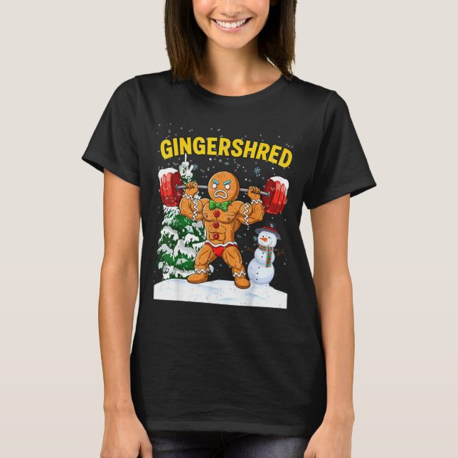 Camiseta Gingershred Gingerbread Man Bodybuilding Christmas (Anverso)