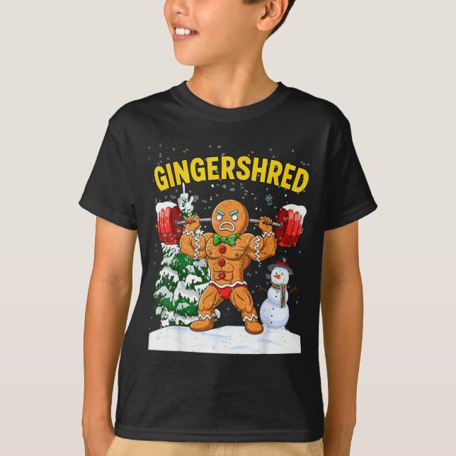 Camiseta Gingershred Gingerbread Man Bodybuilding Christmas (Anverso)