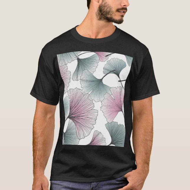 Camiseta Gingko biloba dibujado a mano. (Anverso)