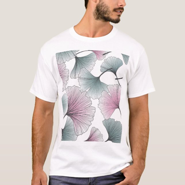 Camiseta Gingko biloba dibujado a mano. (Anverso)