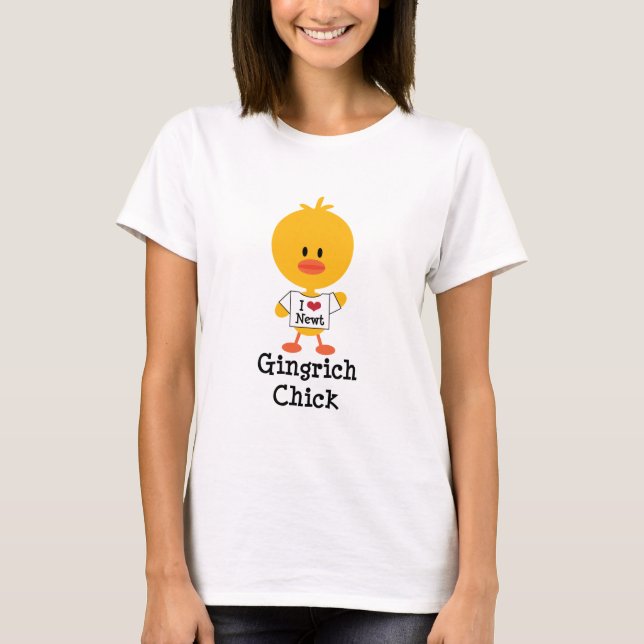 Camiseta Gingrich Chick T shirt I Heart Newt (Anverso)