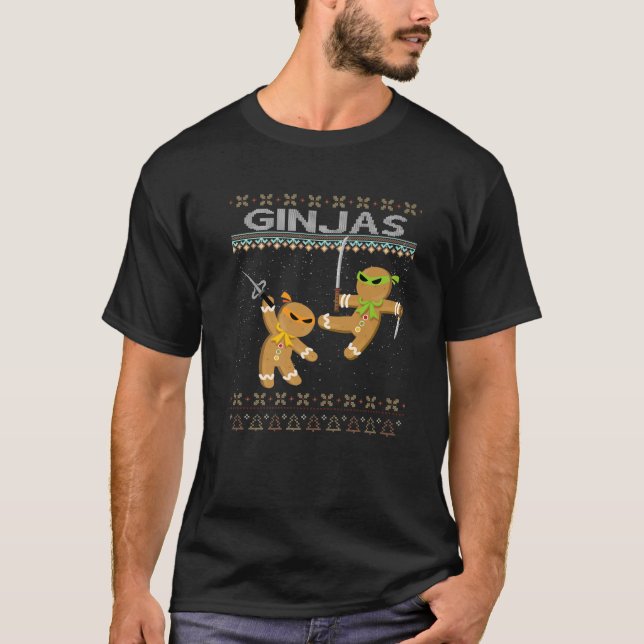 Camiseta Ginjas Gingerbread Ninjas Funny Navidades Tee (Anverso)