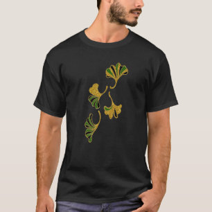 Camiseta Ginkgo deja un elegante vector de follaje Art Prem