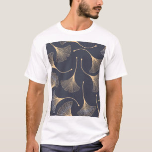 Camiseta Ginkgo deja un patrón floral sin mar