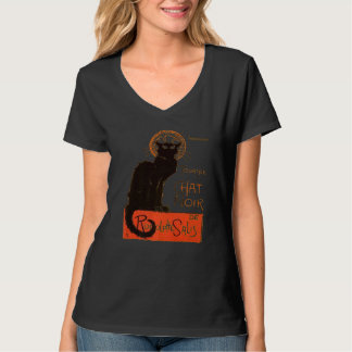 Camiseta Gira Del Gato Negro París Vector 2 Deteriorado