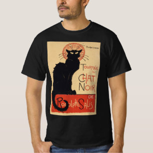 Camiseta Gira del Gato Negro Vintage Gato Negro Art Nouveau