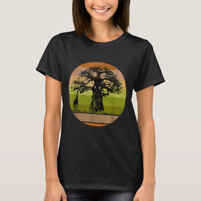 Camiseta Girafa africana del árbol baobab (Anverso)