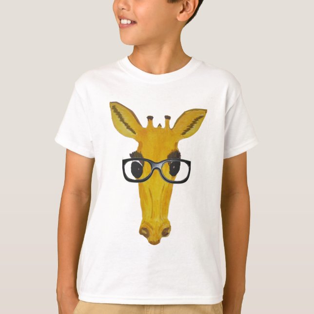 Camiseta Girafa amarilla con vidrio (Anverso)