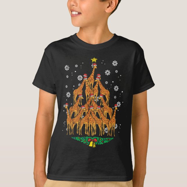 Camiseta Girafa Árbol de Navidad Animales Navidad Hombres M (Anverso)