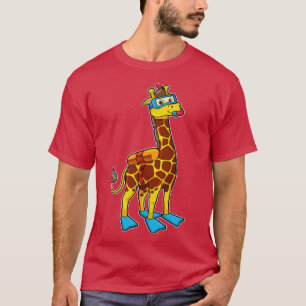 Camiseta Girafa como buzo con gafas nadando