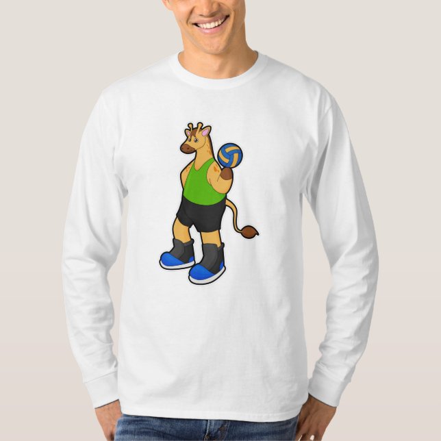 Camiseta Girafa como jugador de voleibol con voleibol (Anverso)