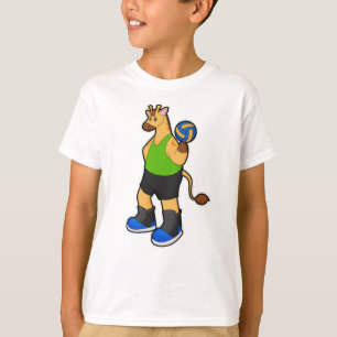 Camiseta Girafa como jugador de voleibol con voleibol