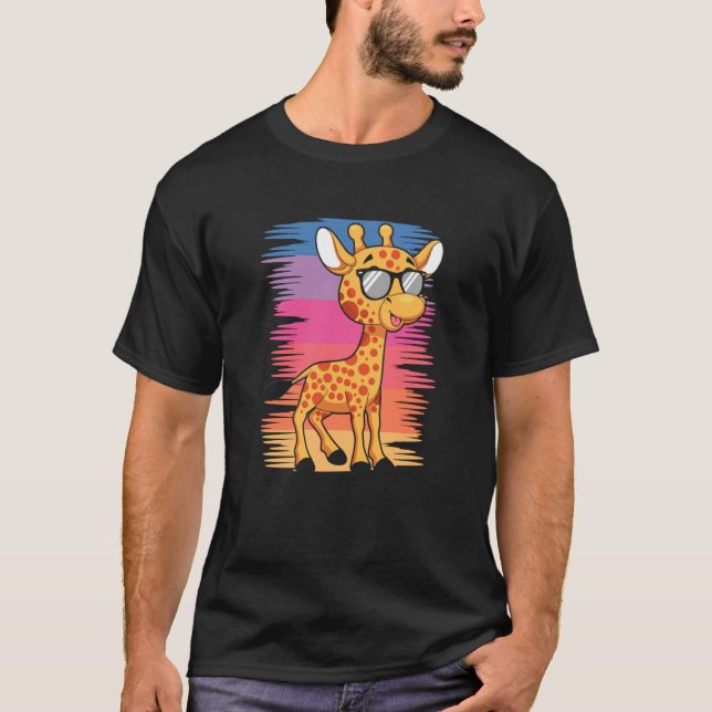 Camiseta Girafa con gafas de sol animal lindo para hombres  (Anverso)