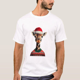 Camiseta Girafa con Navidades de Santa Hat Safari Navidad S