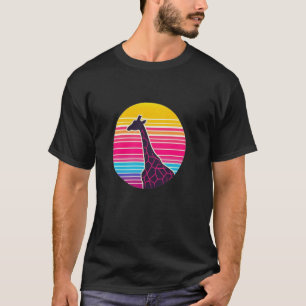 Camiseta Girafa de época y Sol Retro Diseño Animal
