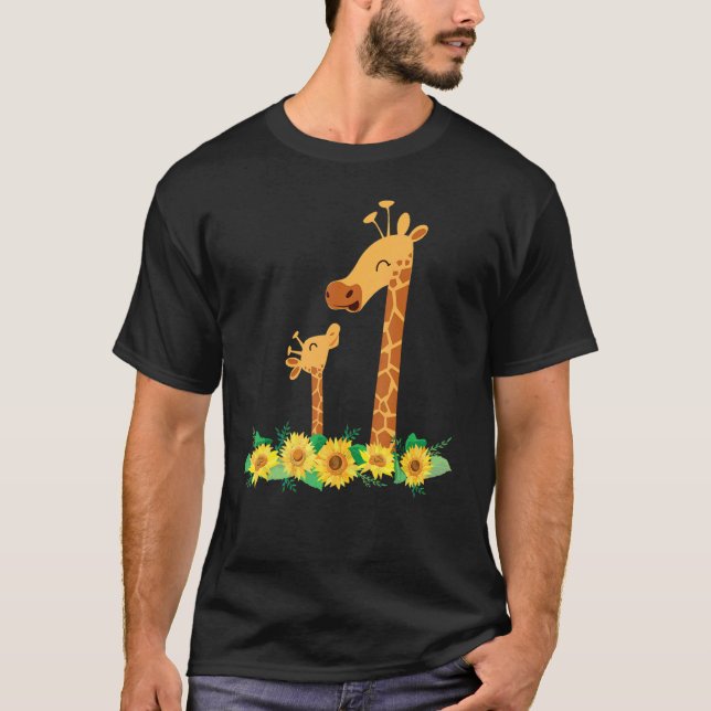 Camiseta Girafa de girasol Bebé encantador jirafa animal Sa (Anverso)