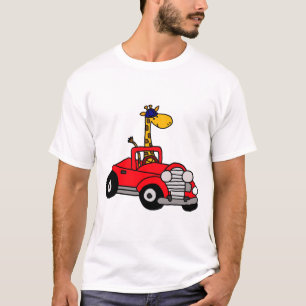 Camiseta Girafa divertida de Guay conduciendo coche rojo co