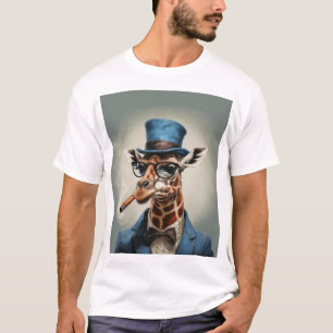 Camiseta Girafa en el sombrero superior con cigarro