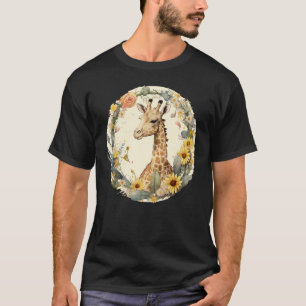 Camiseta Girafa florida en verano sobre la jirafa floral 3