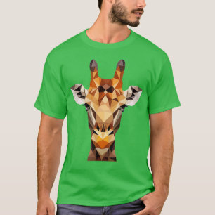 Camiseta Girafa poligonal Zoológico Africano Mamífero Safar