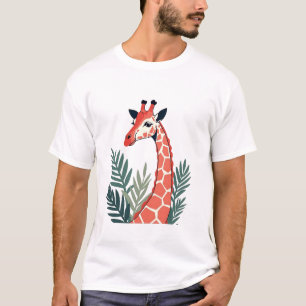Camiseta Girafa suave con hojas tropicales