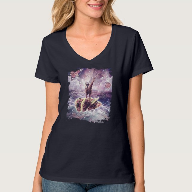 Camiseta Girafa Unicornio en bicicleta espacial (Anverso)