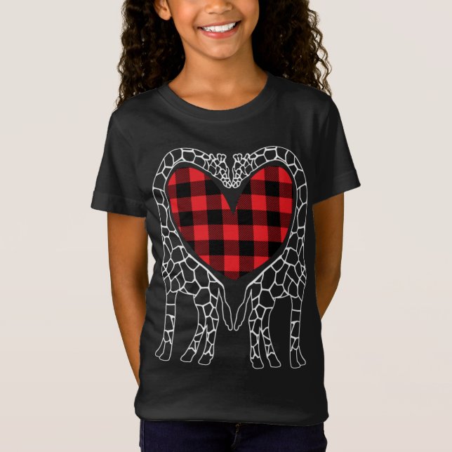 Camiseta Giraffe Amantes Navidades Buffalo Plaid Pajama Ani (Anverso)