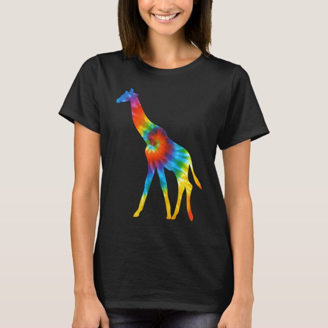 Camiseta Giraffe Animals Tie Dye Retro Rainbow Trippy Hippi (Anverso)