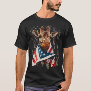 Camiseta Giraffe Bandera Americana 4 de julio Independencia