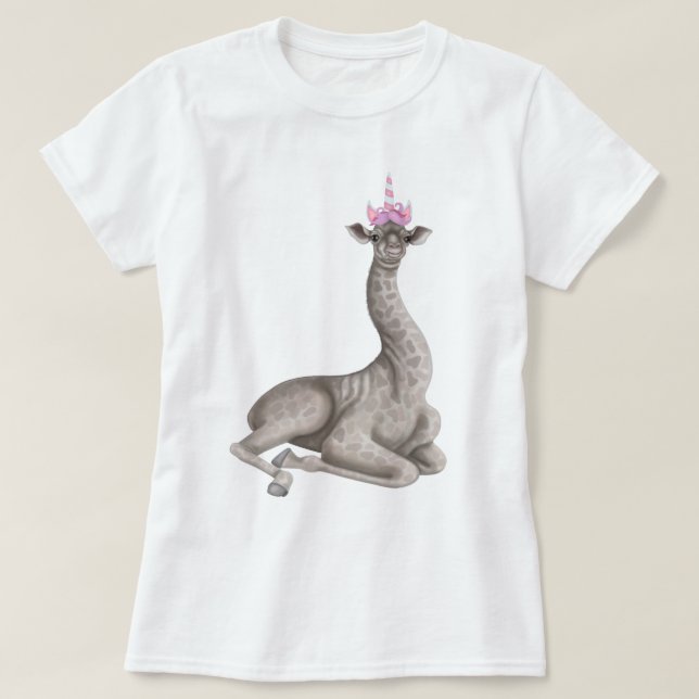 Camiseta Giraffe bebé con un Gorra de unicornio (Diseño del anverso)