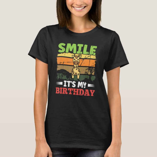 Camiseta Giraffe Bow Tie Glasses Cumpleaños Zookeeper Anima (Anverso)