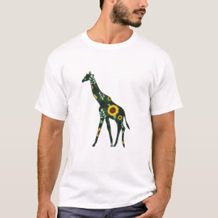 Camiseta Giraffe Chica girasol rumiante floral hawaiano Wo