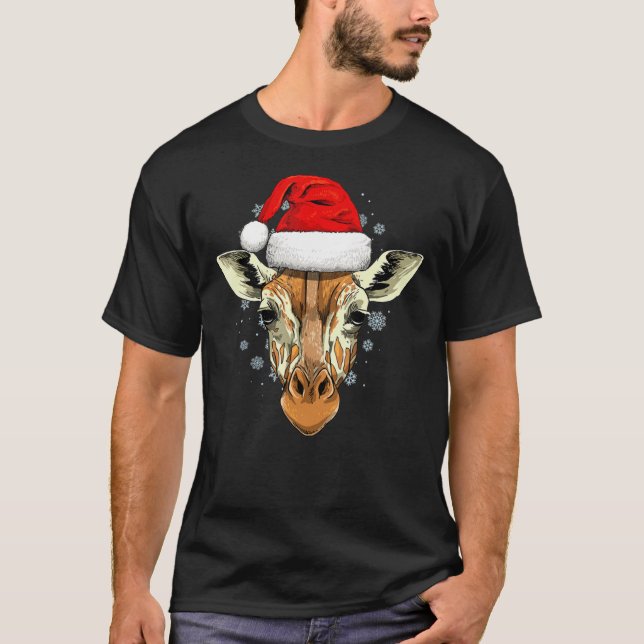 Camiseta Giraffe Christmas Santa Hat Xmas Gift Classic T-Sh (Anverso)