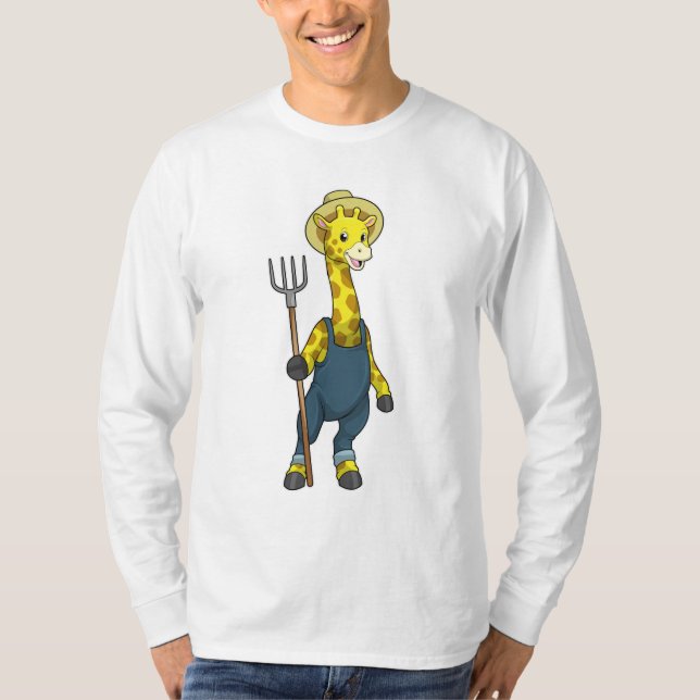 Camiseta Giraffe como agricultor con horquilla de cocina (Anverso)