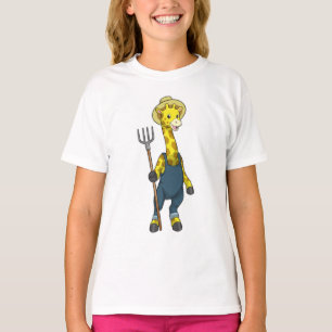Camiseta Giraffe como agricultor con horquilla de cocina