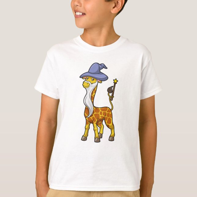 Camiseta Giraffe como asistente con varita mágica y Gorra (Anverso)
