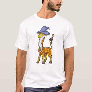 Camiseta Giraffe como asistente con varita mágica y Gorra